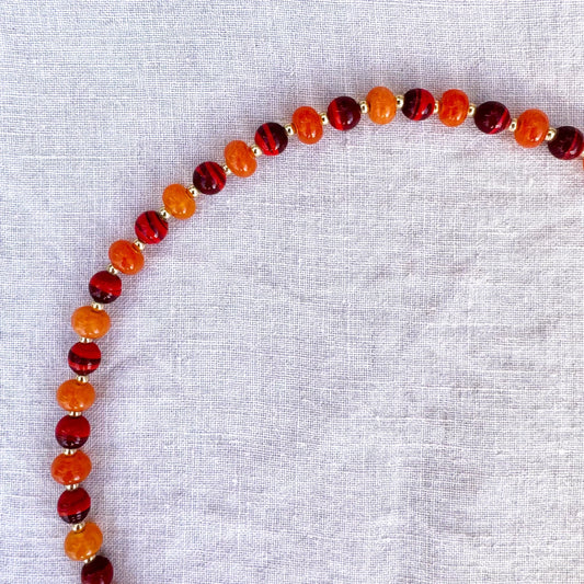 Orange jade and terracotta ceramic bead necklace Candela by Studio Gløra