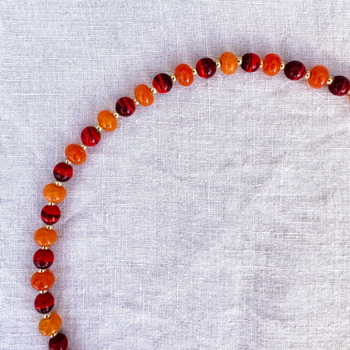 Orange jade and terracotta ceramic bead necklace Candela by Studio Gløra