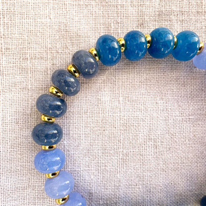 Blue jade bead bracelet Cinco Océanos by Studio Gløra