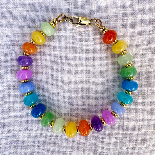 Colorful rainbow jade bead bracelet Prisma by Studio Gløra