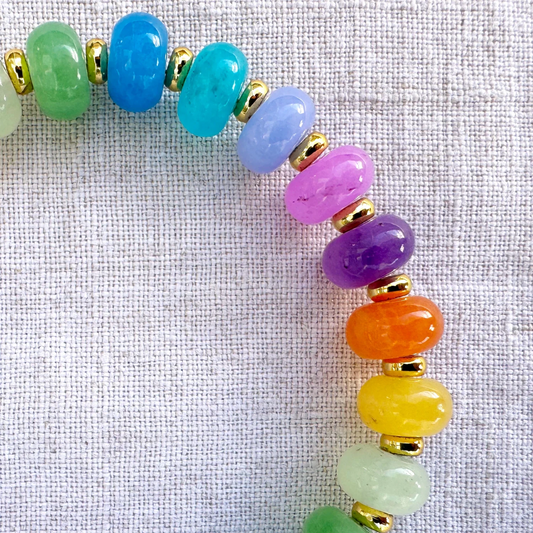Colorful rainbow jade bead bracelet Prisma by Studio Gløra