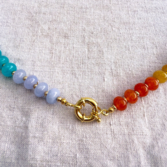 Colorful rainbow jade bead necklace Prisma Solana by Studio Gløra