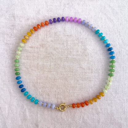 Colorful rainbow jade bead necklace Prisma Solana by Studio Gløra