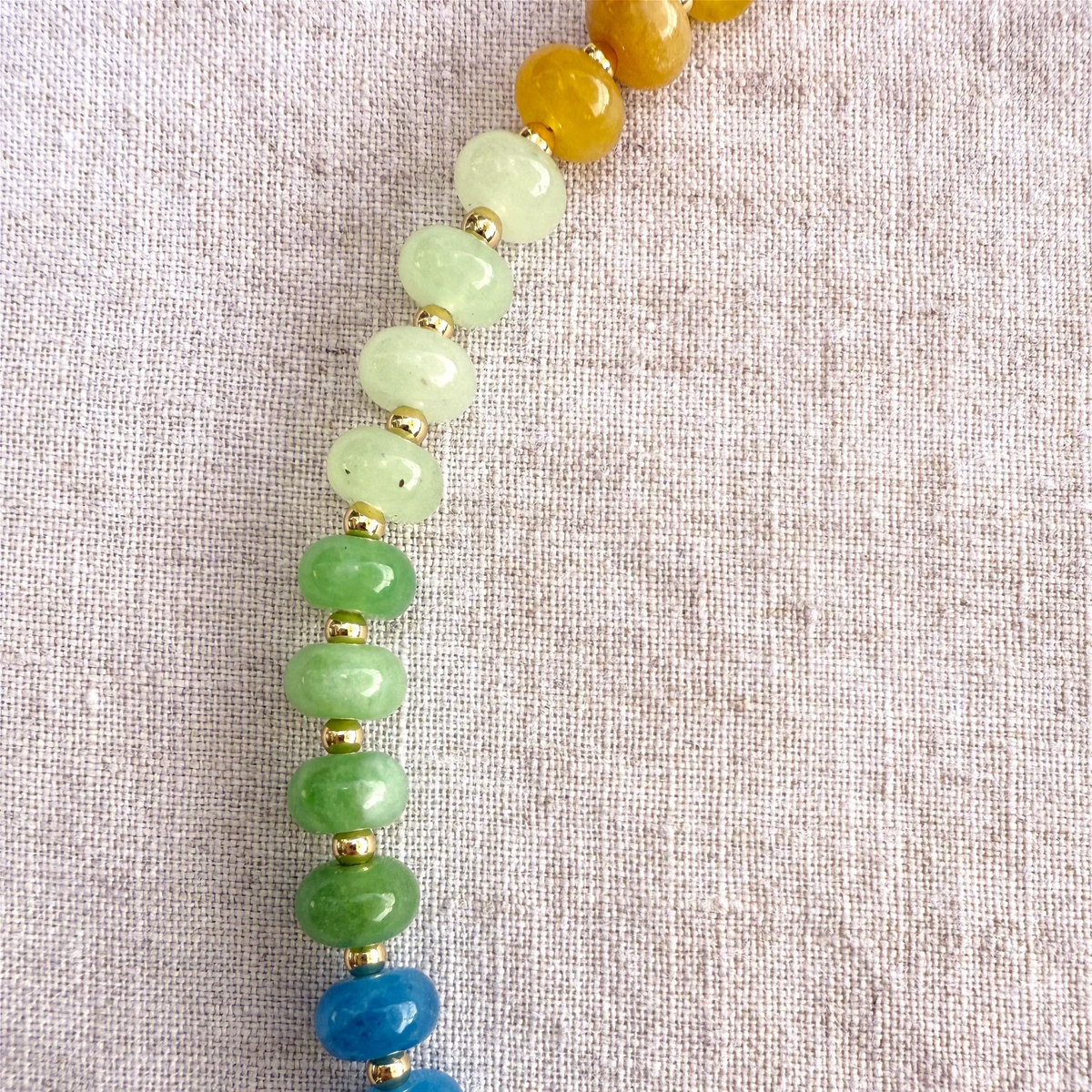 Colorful rainbow jade bead necklace Prisma Solana by Studio Gløra