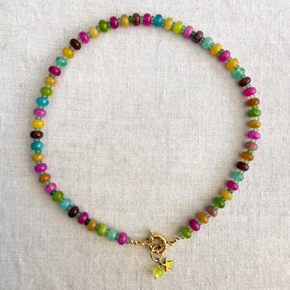 Colorful jade bead necklace with ocean charms Sirena by Studio Gløra